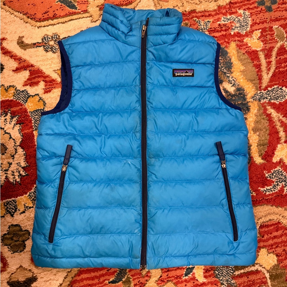 Patagonia Kids Blue Puffer Quilted Vest Medium